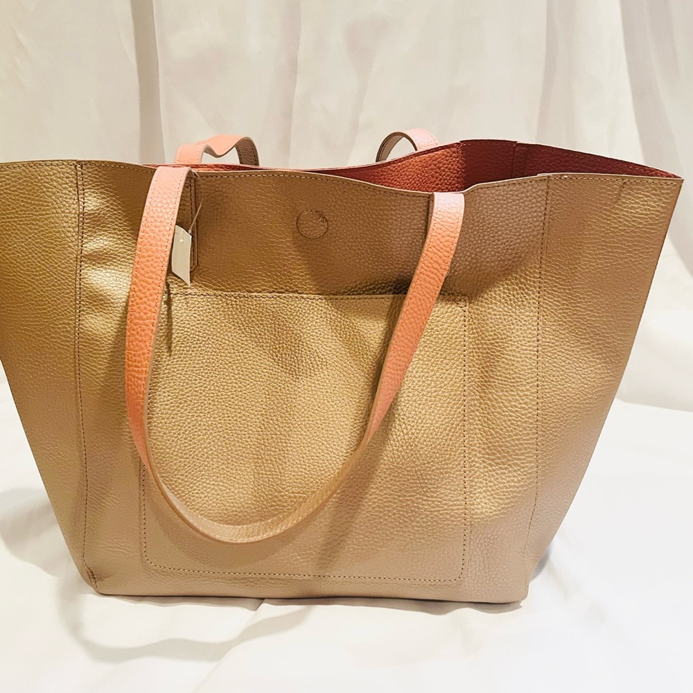 Rose gold pink reversible tote bag